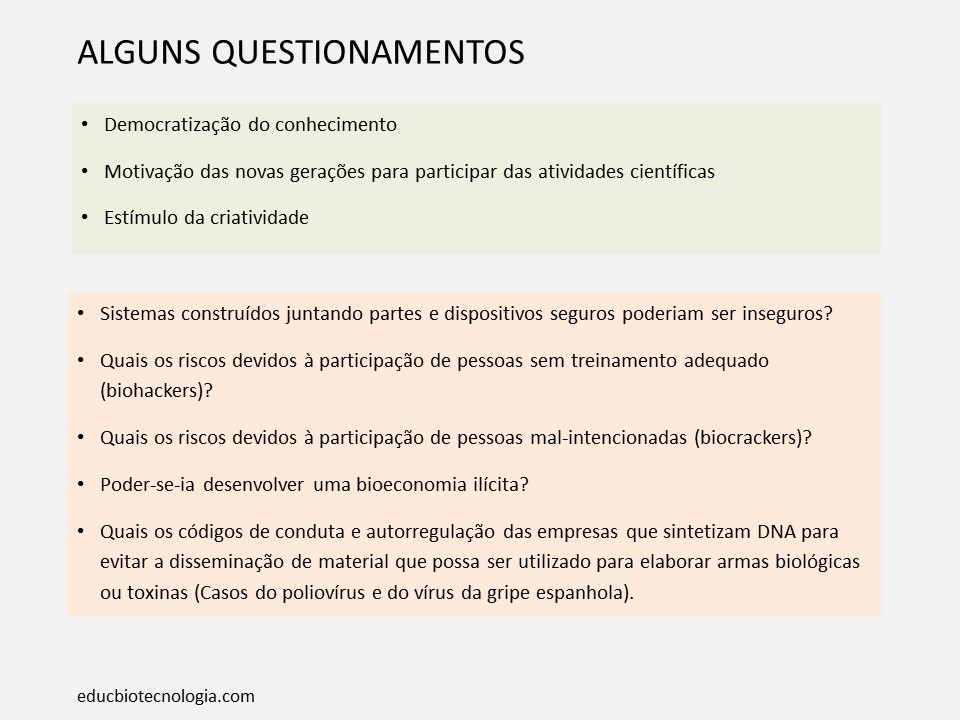 Questionamentos a favor e contra a biologia sintética