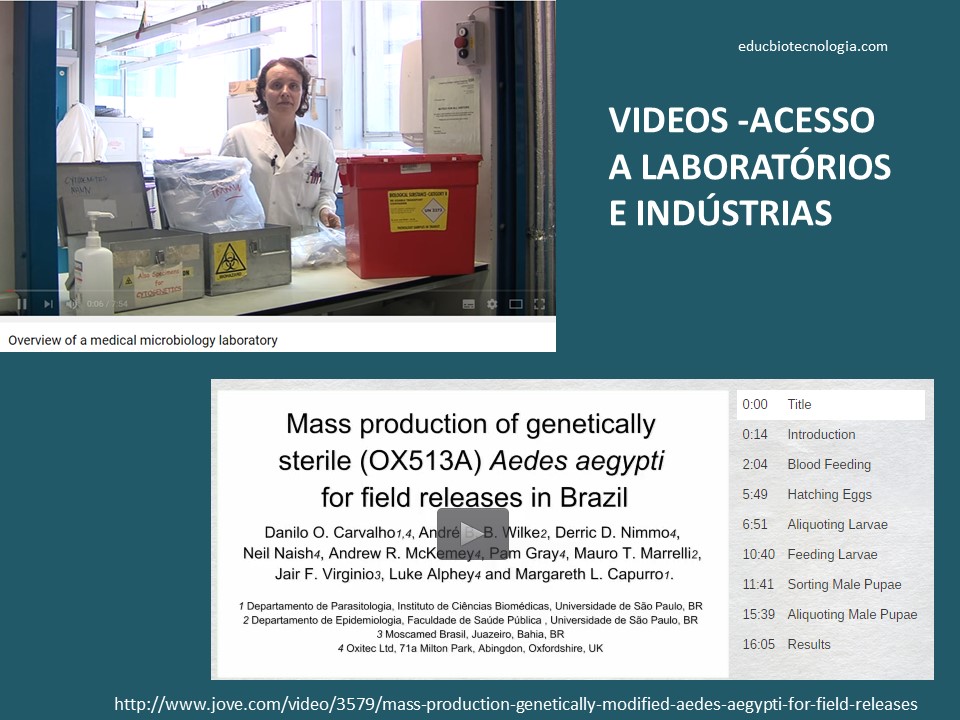 Videos de acesso virtual a laboratórios e indústrias
