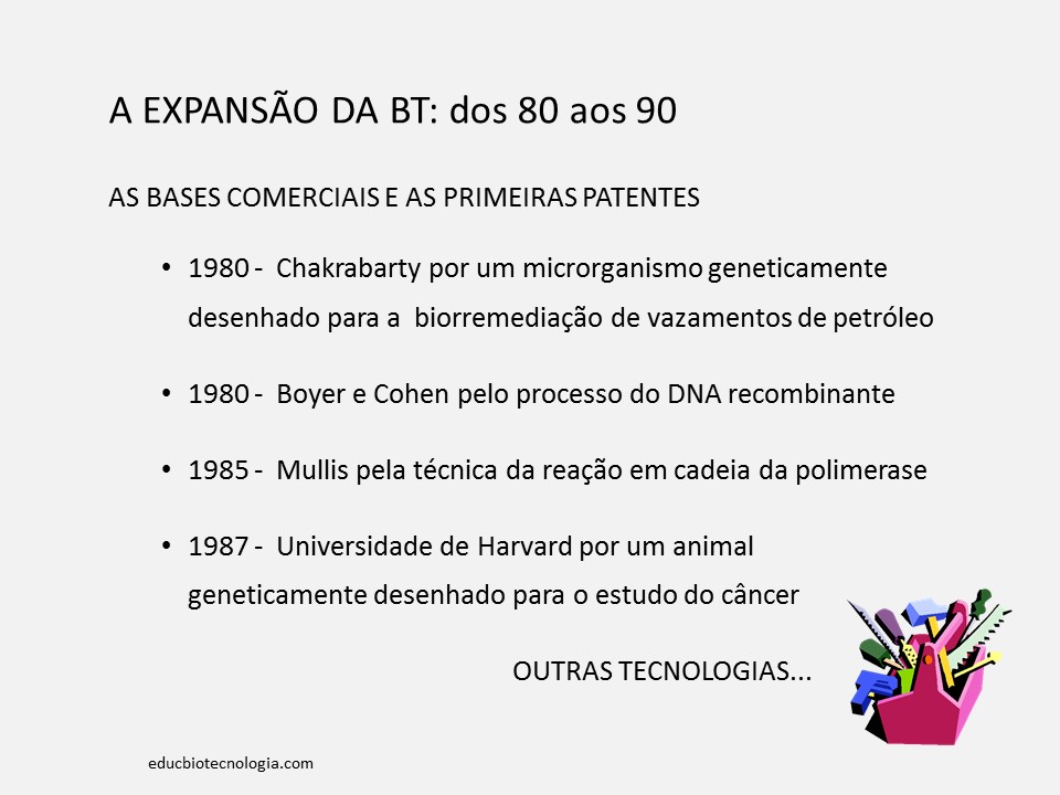 12. A expansão da Biotecnologia - bases comerciais e primeiras patentes